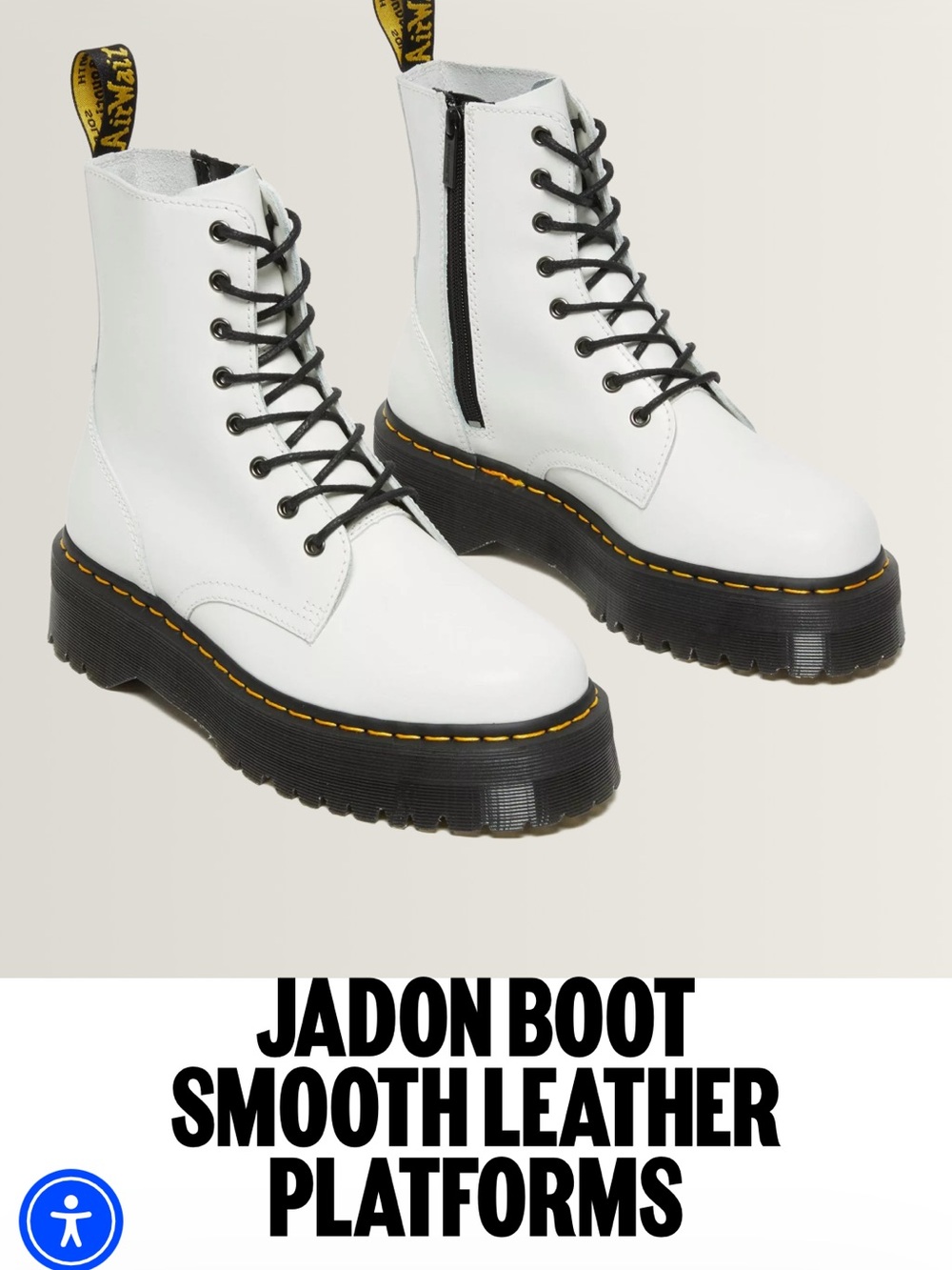 Dr. Martens Jadon White Platform Boots — Women’s US 6 / Men’s US 5 / EU 37